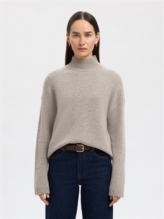 Selected Femme SlfCille Cashmere Blend High Neck Irish Cream